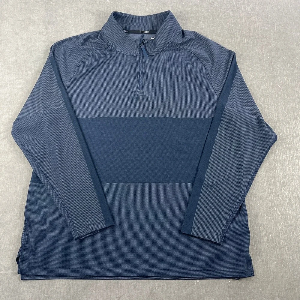 Nike Men XL Navy Blue 1/4 Zip‎ Pullover Dri-FIT Golf Performance Top